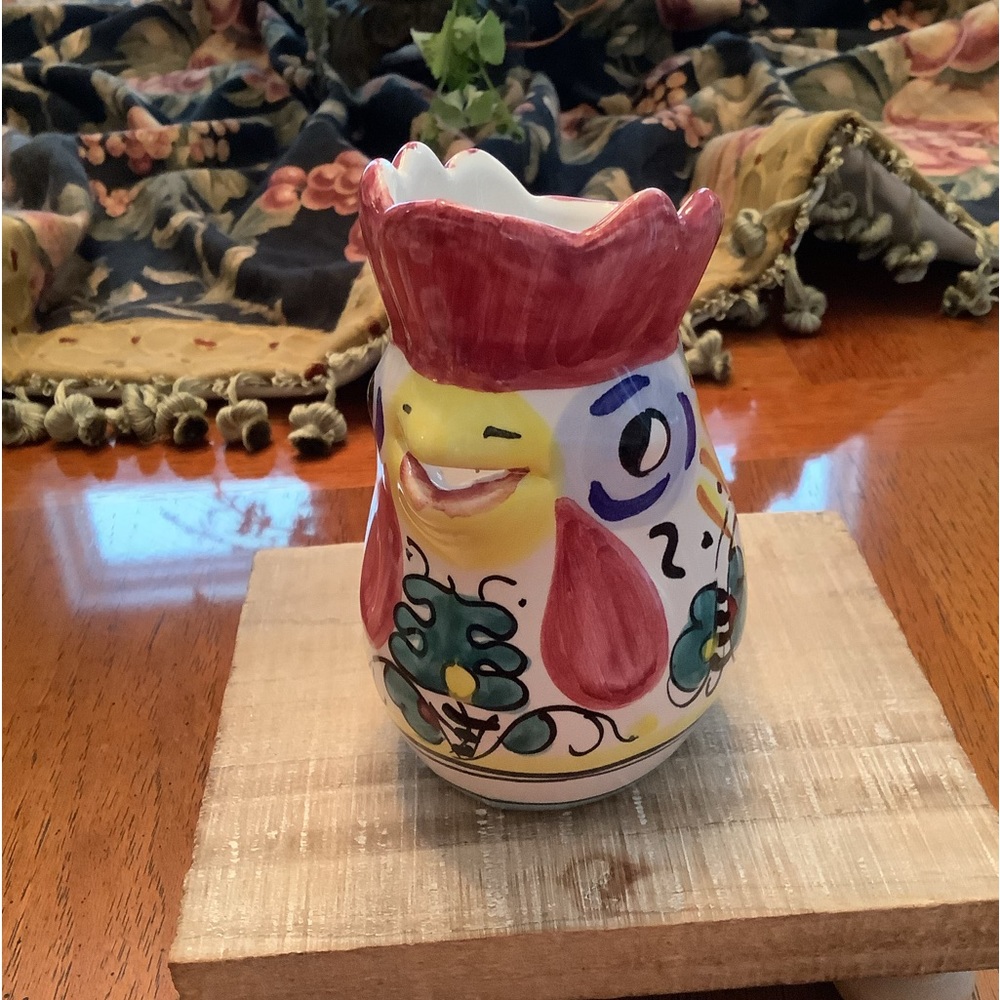 Vintage Deruta Italy  Ceramic Rooster shape small cream/water Pitcher